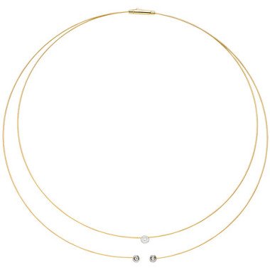 SIGO Collier Halskette 2-reihig 750 Gold bicolor 3 Diamanten Brillanten 42 cm Ke