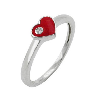 SIGO Ring Kinder Herz-rot Zirkonia Silber 925