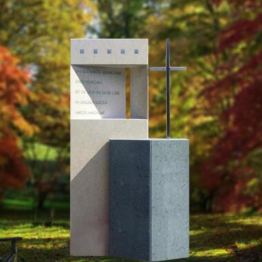 Urnengrabstein mit Kreuz & Designergrabstein für Urnengrab modern mit