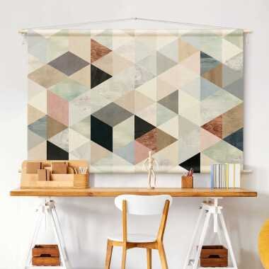 Wandteppich Aquarell-Mosaik mit Dreiecken I