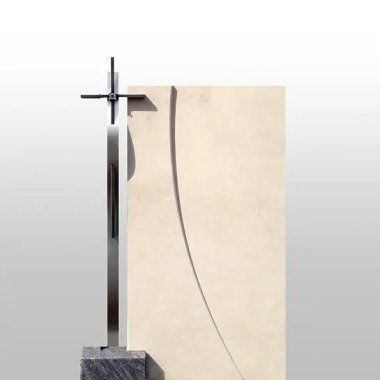 Wetterfestes Doppelgrabmal modern mit Kreuz Devoza