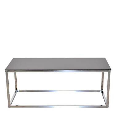 Wohnzimmer Tisch verchromt Schwarzglas Platte