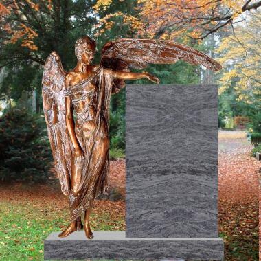 Ausgefallener Grabstein aus Bronze & Grabstein mit Bronze Engel dunkel Clara