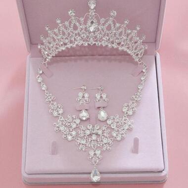 Brautschmuck Ohrring aus Kupfer & 3Pcs / Set Strass Schmetterling Halskette Krone Ohrring Braut