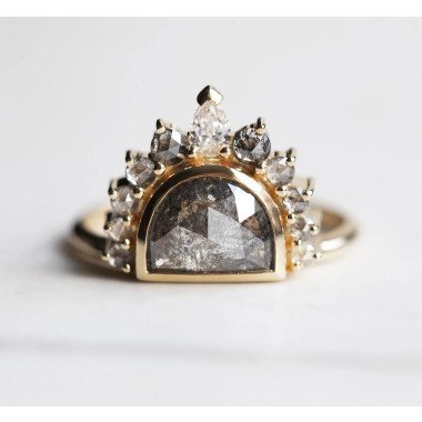 Diamant Sonnenaufgang Ring, Salz Pfeffer Diamant-Ring, Diamant-Verlobungsring