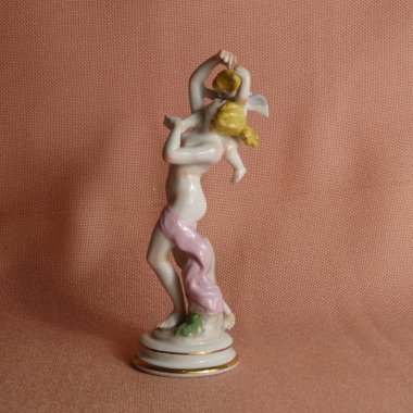 Erzengel Figur mit Figur & Sitzendorf Porzellan Figur Vintage Engel Kind