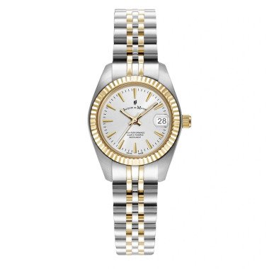 Luxusuhr in Gold & Jacques du Manoir Damen Armbanduhr Edelstahl 22cm Quarzwerk Mineralglas