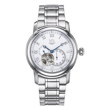 Uhr mit Lederarmband aus Silber & MeisterAnker Automatik Edelstahl 23cm