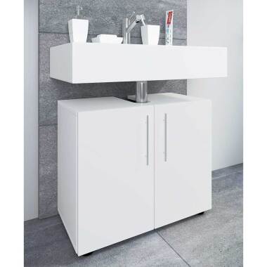 Weißer Waschtischschrank mit Drehtüren modernem Design