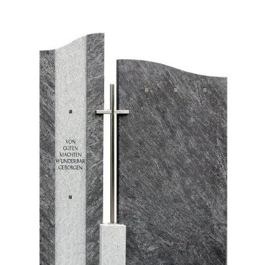 Zweiteiliger Naturgrabstein mit Kreuz Bonifacio