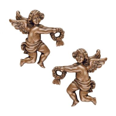 Bronze/Alu Wandfiguren Engel als Mauerndeko