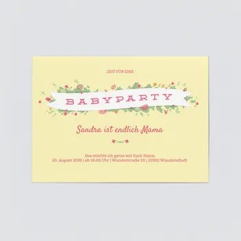 Einladungskarten Baby Party (5 Karten) selbst