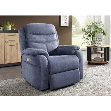 Elektrisch verstellbarer TV-Sessel mit Motor und Aufstehhilfe, Blau-Grau