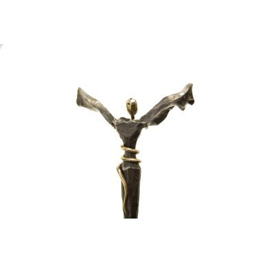 Engel Skulptur mit Statue & Engel Skulptur Geschmiedet Kunstobjekt Stahl