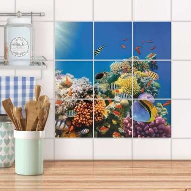 Klebefliesen für Küche & Bad Design: Coral Reef 15x15 cm