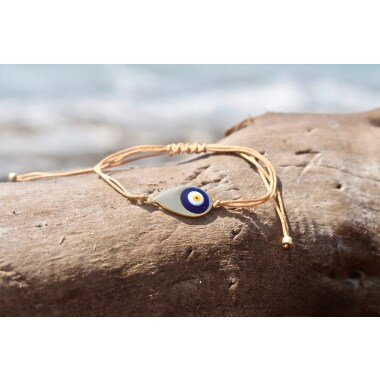Kordel Evil Eye Tropfen Gold Perle Armband/Fußkette Tinylittlepiecesshop