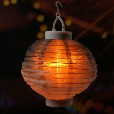 LED Solar Lampion Flammeneffekt 12 warmweiße LED H: 23cm D:...