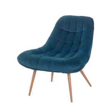 Lounge Sessel in Blau Samt Retrostil