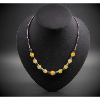 Modern Multicolor Perlenkette Frauen Regenbogen Wurfel Hämatit Bunt Geometrisch