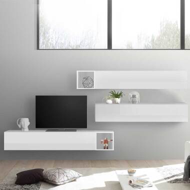 Moderne Wohnzimmerwand in Weiß Hochglanz