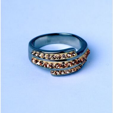Modeschmuck Ring von Fiell aus Rostfreier Stahl  Strass in Silber  Rosé