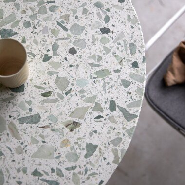Runder Tisch Premium-Terrazzo und Metall grün 4 Pers.