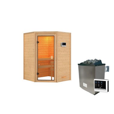 Sauna Antonia SET naturbelassen mit Ofen 4,5 kW