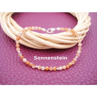 Sonnenstein-Armband, Natürlich, Glitzer, Orange, Weiß, Rosegold, Sterling