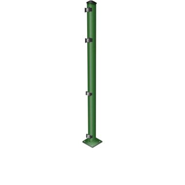 Zaun-Pfosten mit Fußplatte (zum Aufdübeln)/ Grün / für Zaunfeld 103cm hoch 