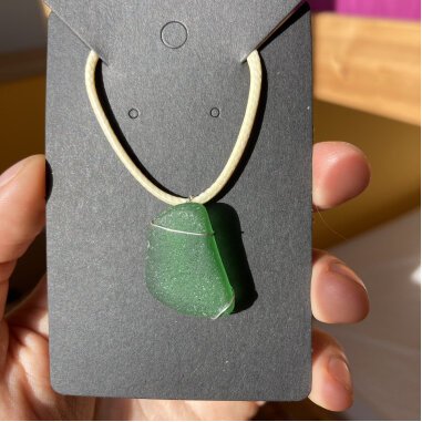 Anhänger Glas Halskette Seeglas Grün | 2, 4 cm