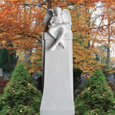 Grabstein weißer Marmorengel für Urnengrab Raphael