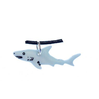 Hai Kette Halskette Miniblings 45cm Leder Fisch Blau Haifisch Haie Lederkette