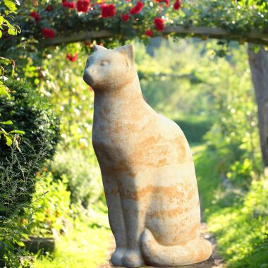 Katze Skulptur für den Garten Annuka / Portland weiß
