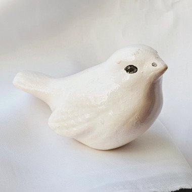 Keramik Weißer Vogel, Vogel Mit Schwarzen