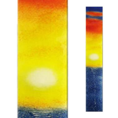 Kunstvolles Glasdekor für Grabmale mit Sonnenuntergang  Glasstele S-47 / 12x60