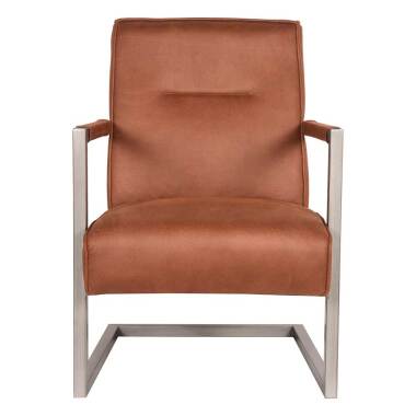 Lounge Sessel in Cognac Braun Microfaser Armlehnen