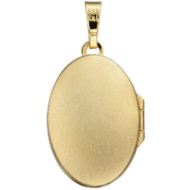 Medaillon oval für 2 Fotos 585 Gold Gelbgold