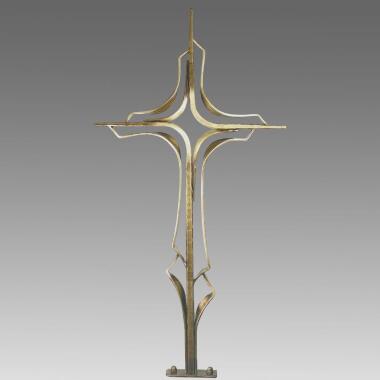 Modernes Metall Grabkreuz Handarbeit Edgardo / Bronze / 100x50cm