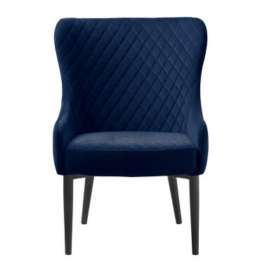 Ohrensessel in Blau & Vintage Esstisch Sessel in Blau Samt Armlehnen