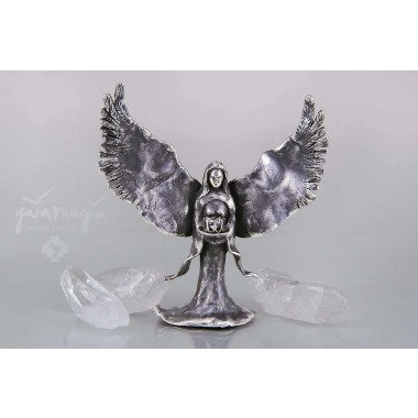Schutzengel Figur mit Figur & Erzengel | Silber Dunkel Engel Skulptur