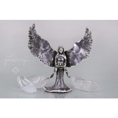 Schutzengel Figur mit Skulptur & Erzengel | Silber Dunkel Engel Skulptur