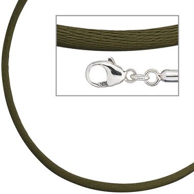 SIGO Collier Halskette Seide oliv grün 2,8