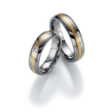 Titan-Verlobungsring aus Titan & Titan 585 Goldringe Mit Diamant Paar Ehering