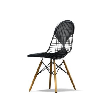 Vitra Wire Chair DKW-2 Ahorn hell, Leder 67 asphalt Sitzhöhe 43 cm