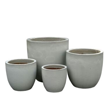 4er Set Pflanzkübel für draußen Keramik weiß Kalugeo