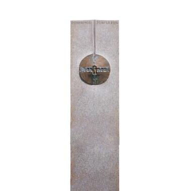 Ausgefallener Grabstein & Doppelgrabstein Granit mit Bronze Ornament Kreuz