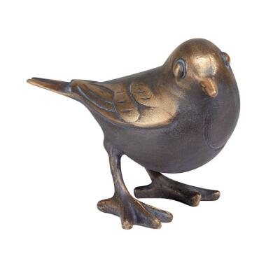 Bronze Grabfigur stehender Vogel Vogel Hugo / Bronze Patina grün