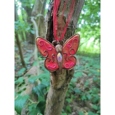 Butterfly Magic Handgehäkelte Halskette Aus Polymer Clay Mit Strasssteinen Ros