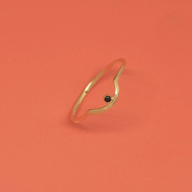 Geschwungener Ring | Schwarzer Zirkonia Bohemian Chic Filigranes Design