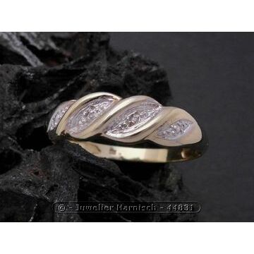 Gold Ring ausdrucksstark Gold 333 bicolor Diamant Goldring G
